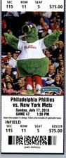 New York Mets vs Philadelphia Phillies 4/17/2016 Ticket Phillie Phanatic