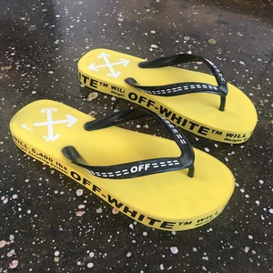 off white yellow flip flops