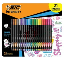 BiC Intensity 0.4 mm Fine Tip Fineliners, Water Base Ink, Bold Colors, 21 Pens