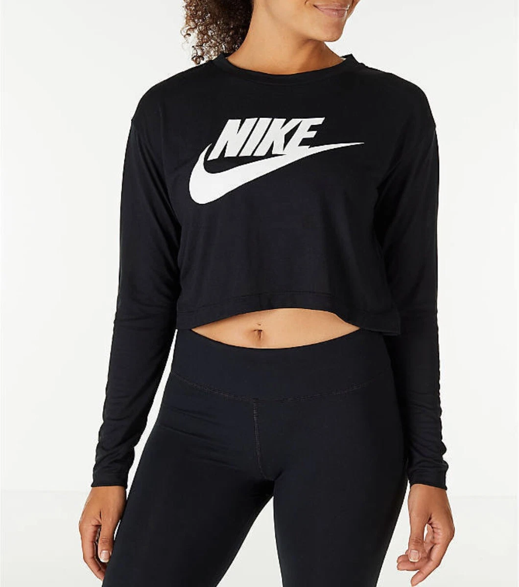 Women's nike sportswear essential sales crop long sleeve top