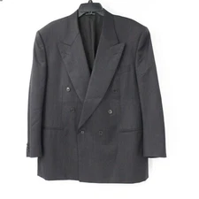 VTG Canali sport coat men's 42C 46" chest double breasted peak lapel pure wool