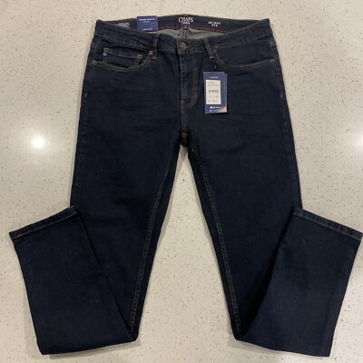 34x32 Mens CHAPS Skinny Freedom Stretch Hampton Wash Blue Denim Jeans NWT