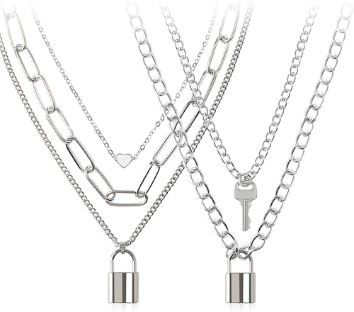 BVROSKI Lock Key Pendants Chains 