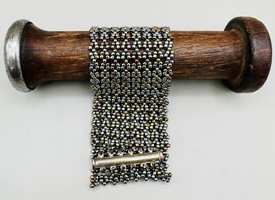 One of a kind Artisan made hand sewn seed bead cuff bracelet