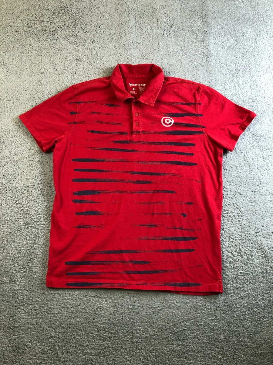 Polo homme Converse manches courtes en coton rouge taille XL coupe r guli re