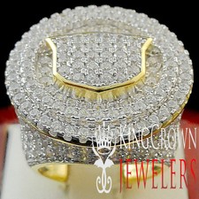 Real Silver Mens Big Bold 14k Yellow Gold Finish XL Lab Diamond Pinky Ring Band 