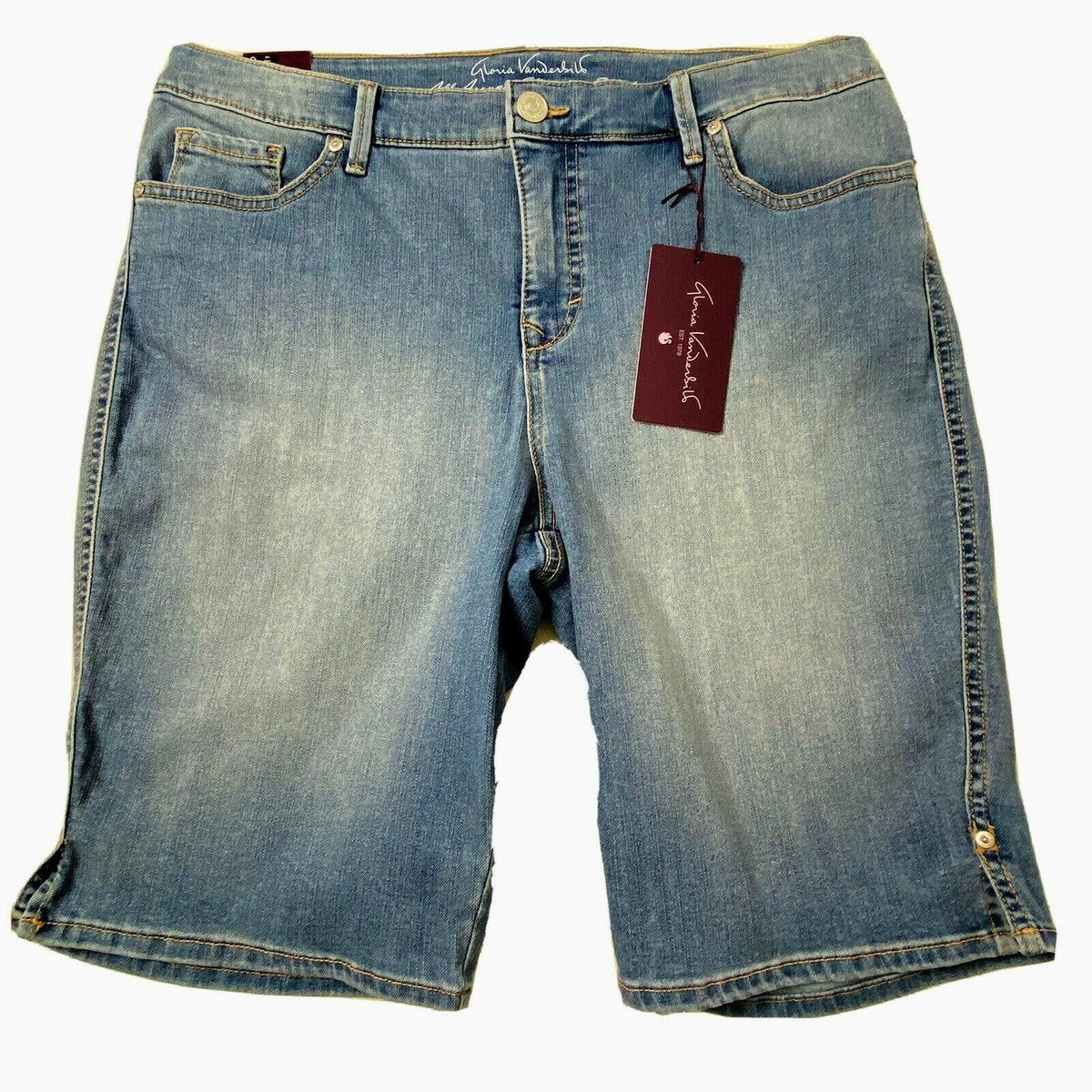 Gloria Vanderbilt Women's size Slimming Light Blue Jean Denim Bermuda  Shorts