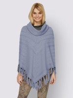 "Heine Poncho Mit Fransen \"Blau\" Gr. 40/42 Uvp: 49,99€ P683"