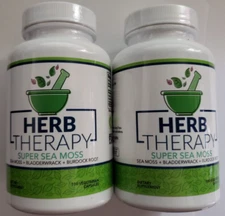 Qty 2 HERB THERAPY - Super Sea Moss - 100 Veg Caps x 2 - GMP Certified - 11/2026