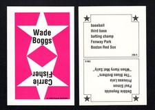 Wade Boggs Red Sox Baseball Player - Vintage 1990 Parker Brothers Game Card 299A