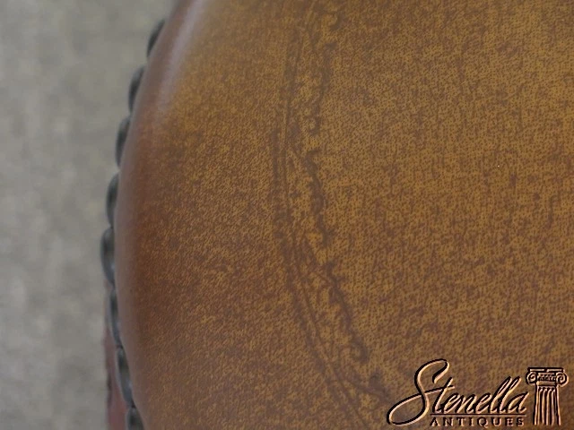 L44880: THEODORE ALEXANDER 4400-018 круглый кожаный сиденье французский табурет ~ новый - Изображение 4 из 4