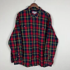 Duluth Trading Co Shirt Mens XXL Red Plaid Free Swingin Flannel Button Down 2XL