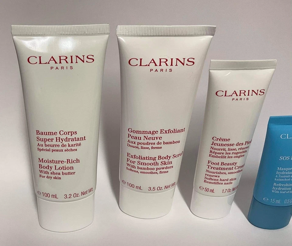 clarins gift set body, foot & face treatment  lotion, scrub & mask  X  7 Product - Image 2 of 4