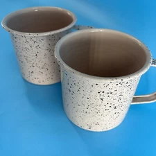 Fiddle & Fern Pink and Black Enamel Metal Coffee Mug 24oz