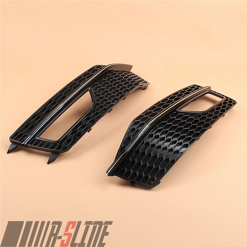 2x Honeycomb w/Chrome For AUDI S4 13-16 S Line B8.5 Fog Light Cover Grill Grille Foto 3 de 4