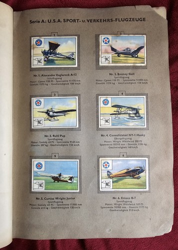 Vtg CIGARETTE CARD ALBUM/ BOOK In German Complete 216 Cards World Aircraft 1932 - Picture 5 of 17