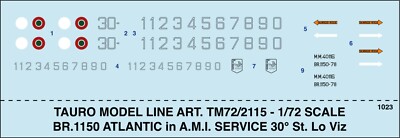 TAURO MODEL TM72/2115 BREGUET Br.1150 ATLANTIC - 30 pcs. LO VIZ 1:72 SCALE