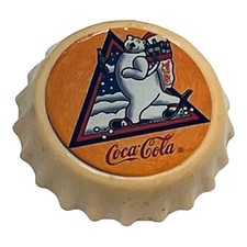 Coca Cola Polar Bear Snow Shoes Bottle Cap Refrigerator Frig Magnet Vtg Collect