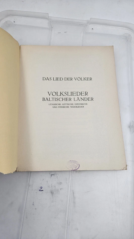 Volkslieder Baltischer Länder : (Das Lied der Völker) : Edition Schott 1230... - Image 2 of 4