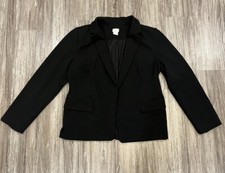Chicos Open Front Blazer Black Long Sleeve Size 1 8/10 Front Pockets