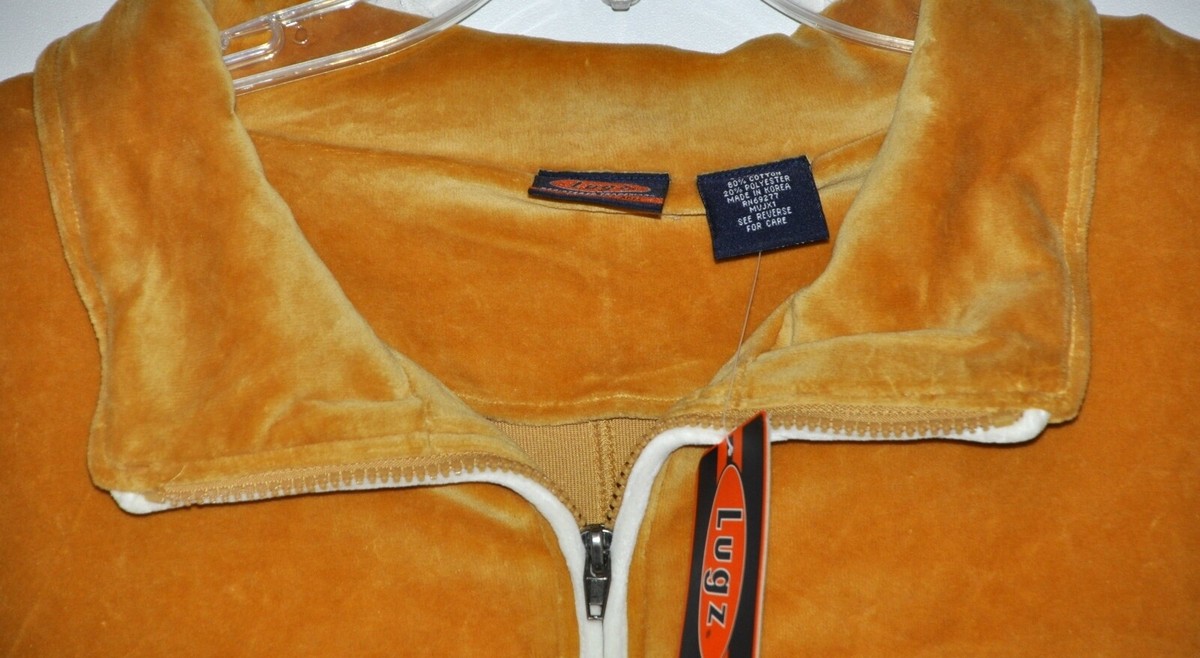 Lugz Velour Full Zip Jacket Logo Embroidery Elastic Waist And 