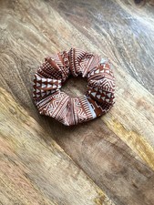 Boho Rust Geometric Stripes Handmade Scrunchie