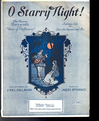 O Starry Night ! Sheet Music 1919 ''Tales of Hoffmann''