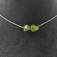 Steine Und MinéRaux. Halskette 2 Perlen Peridot Aus Myanmar (Birma) Kette In A