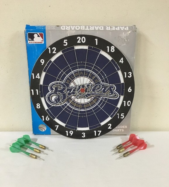 Milwaukee Brewers Dartboard MLB Steel Tip Darts 12" Office Size 2 Sided