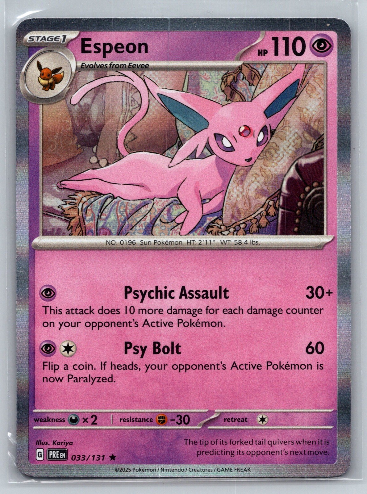 2025 Espeon Holo Rare SV: Prismatic Evolutions 033/131 NM