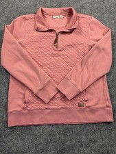 LL Bean Women's Large Pink Quilted 1/4 Zip Long Sleeve Pullover Sweatshirt