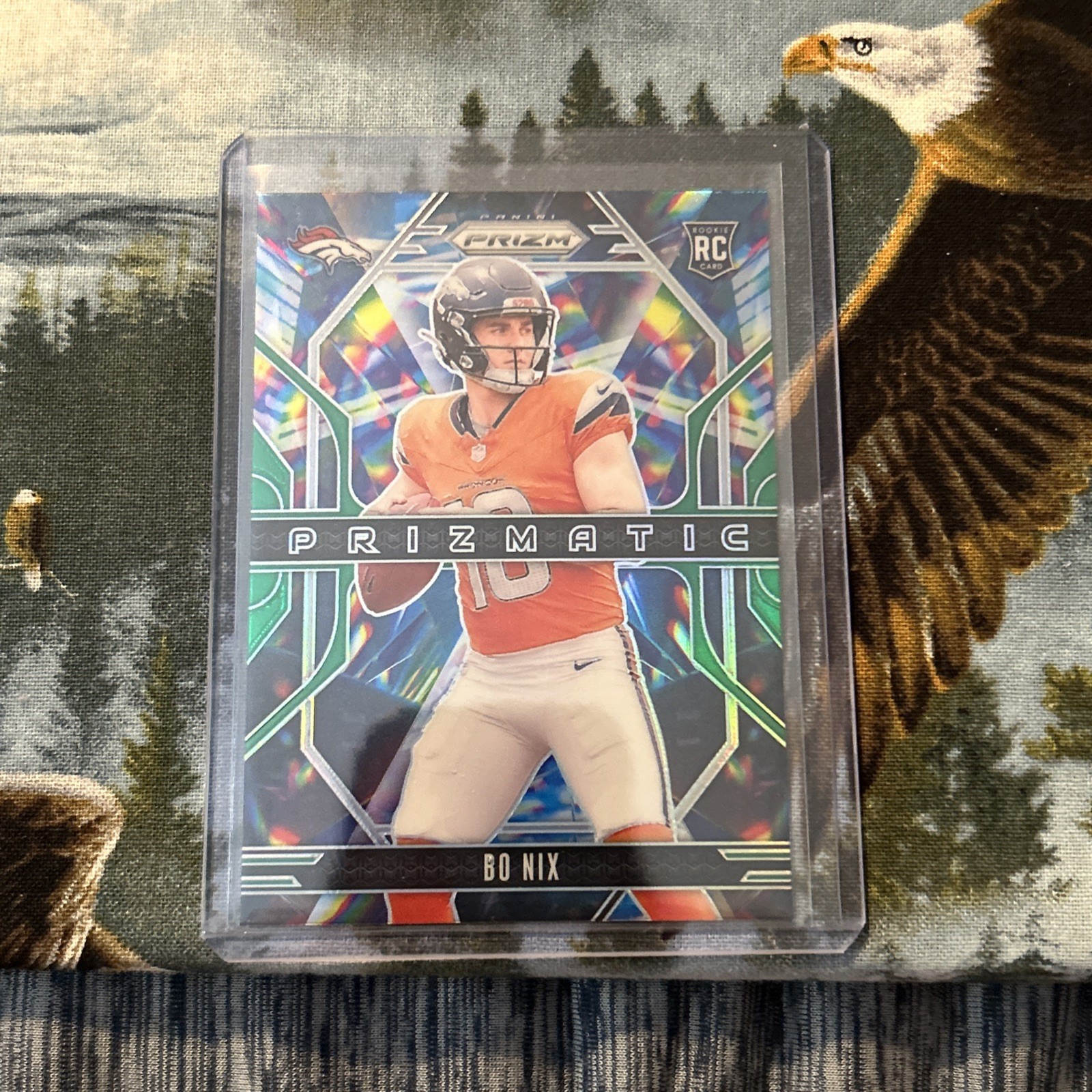 2024 Panini Prizm - Prizmatic Bo Nix #11 Green Wave Prizm (RC)