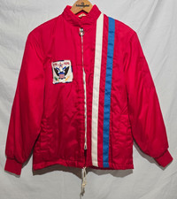 Vtg Great Lakes Jacket Striped Racing Fleece Lined Jacket w Bicentennial Patch S
