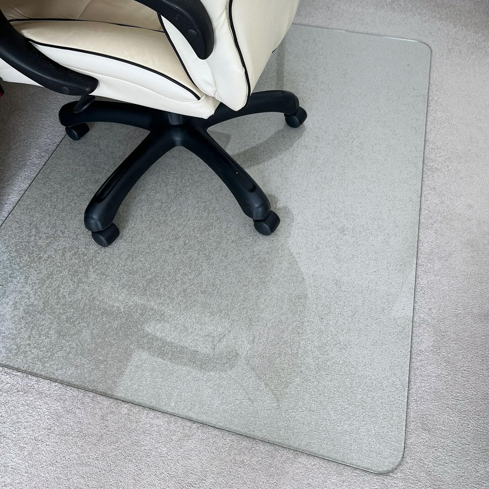 Tempered Glass Chair Mat for Carpet Hardwood Floors Clear Durable Office Mat
