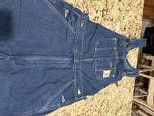 Carhartt Vintage R07-DST blue denim overalls, 32x28 Hemmed To Capri Length 23