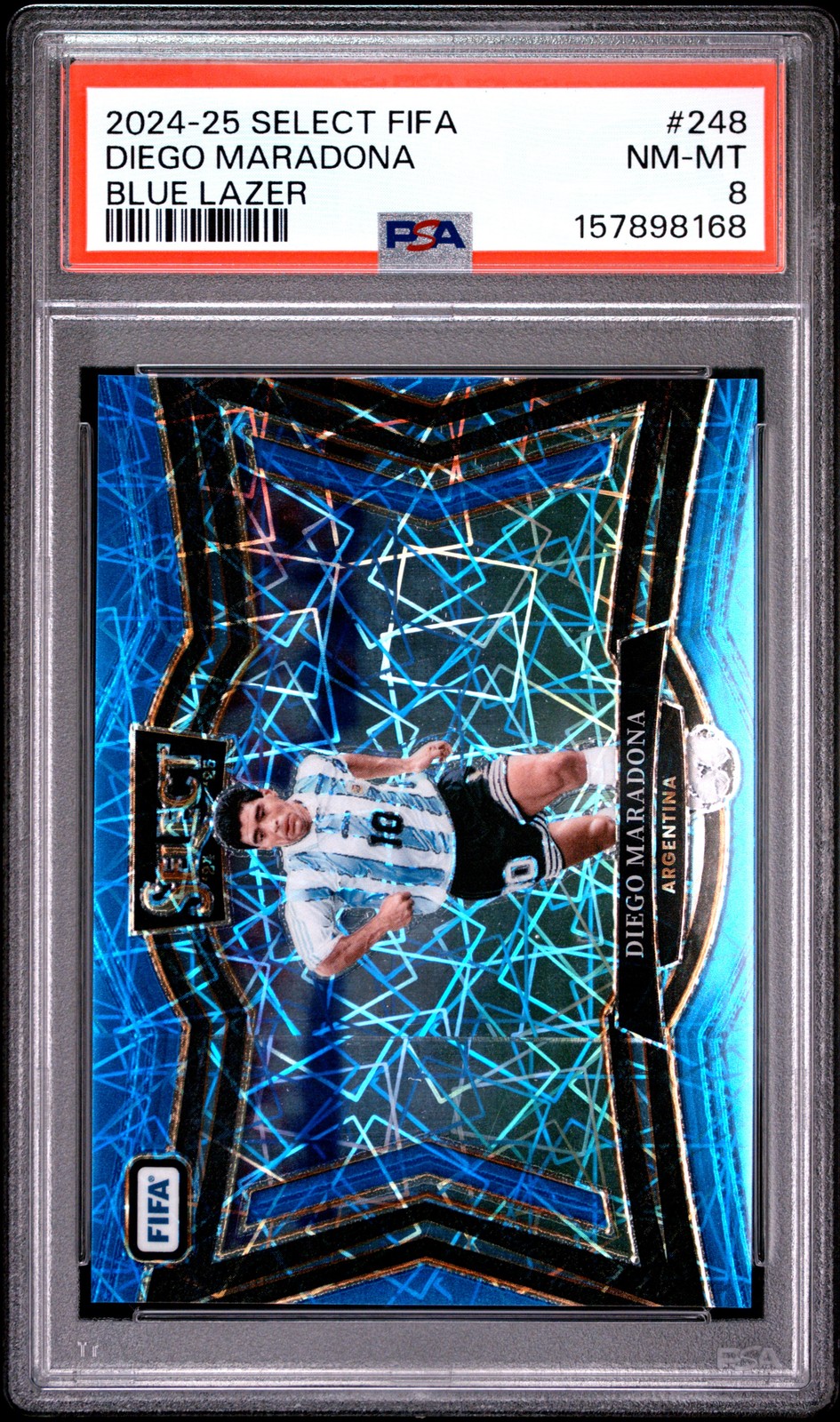 2024-25 PANINI SELECT FIFA BLUE LAZER #248 DIEGO MARADONA PSA 8