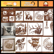 Large Animal Wood Burning Stencils Set - 9 Pcs Reusable 12" Bear Deer Cow Templa