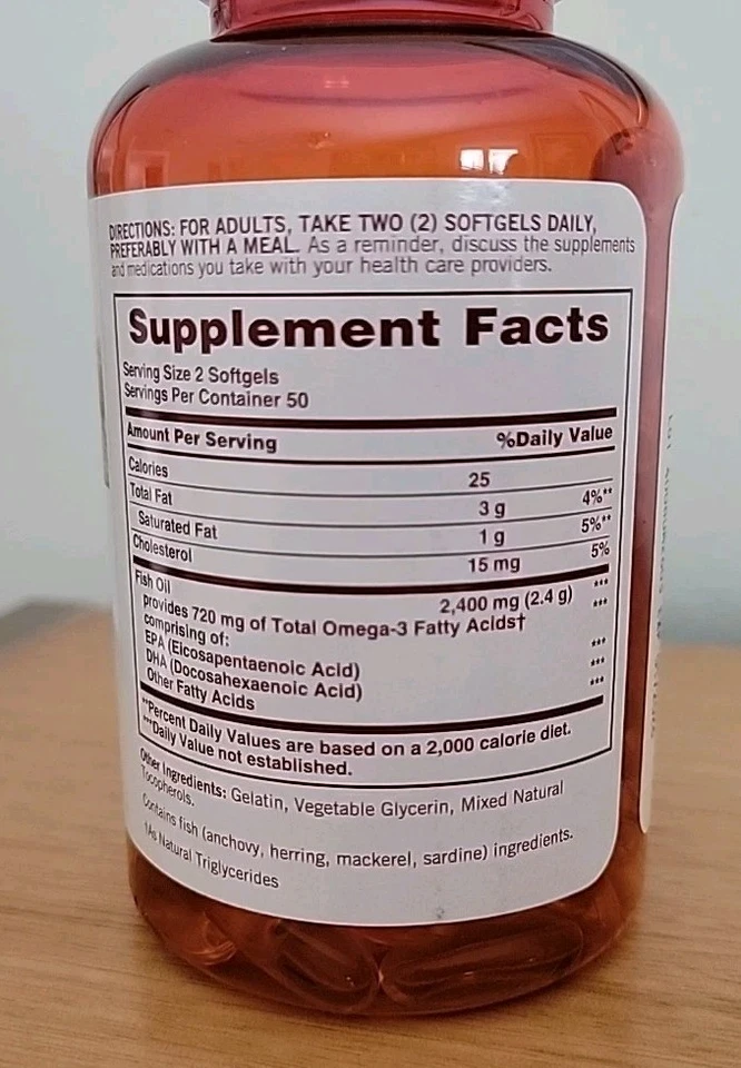 1 Sundown Naturals 1200 mg, Fish Oil Extra Strength Softgels 100 Ct Heart Health - Image 2 of 4