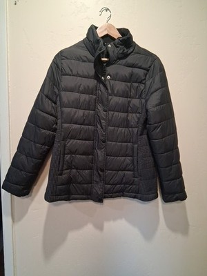 Women's Size Small Black Time And Tru Puffer Jacket Clean Girl Minimalist Active