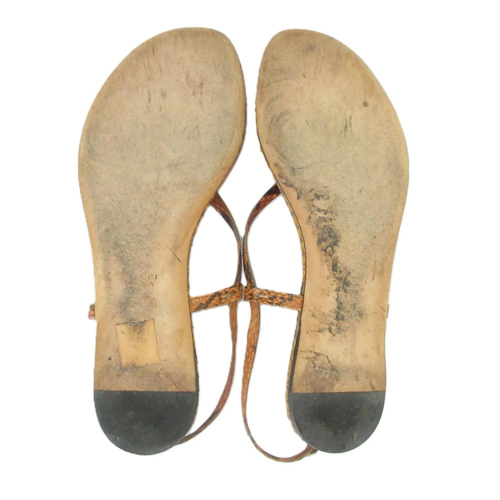 GUCCI Bamboo Python Leather Slingback Flat Sandals 36.5 23.5cm Equivalent Brown thumbnail 6