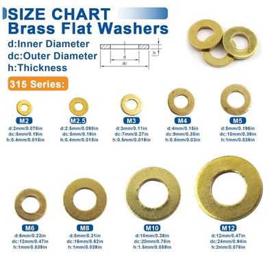 #ad 315pc Brass Washer Set Metric Flat Washers $22.39