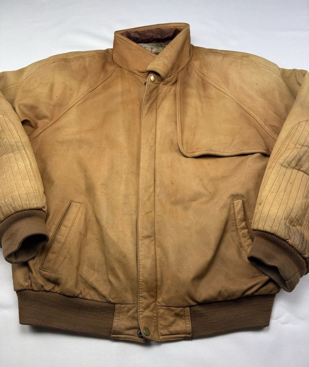 Marlboro Adventure Team Leather Jacket Mens L Montana Map Lining