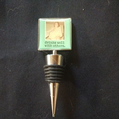 Novelty Wine Bottle Stopper Drunk Humor Barware  Metal Enamel 