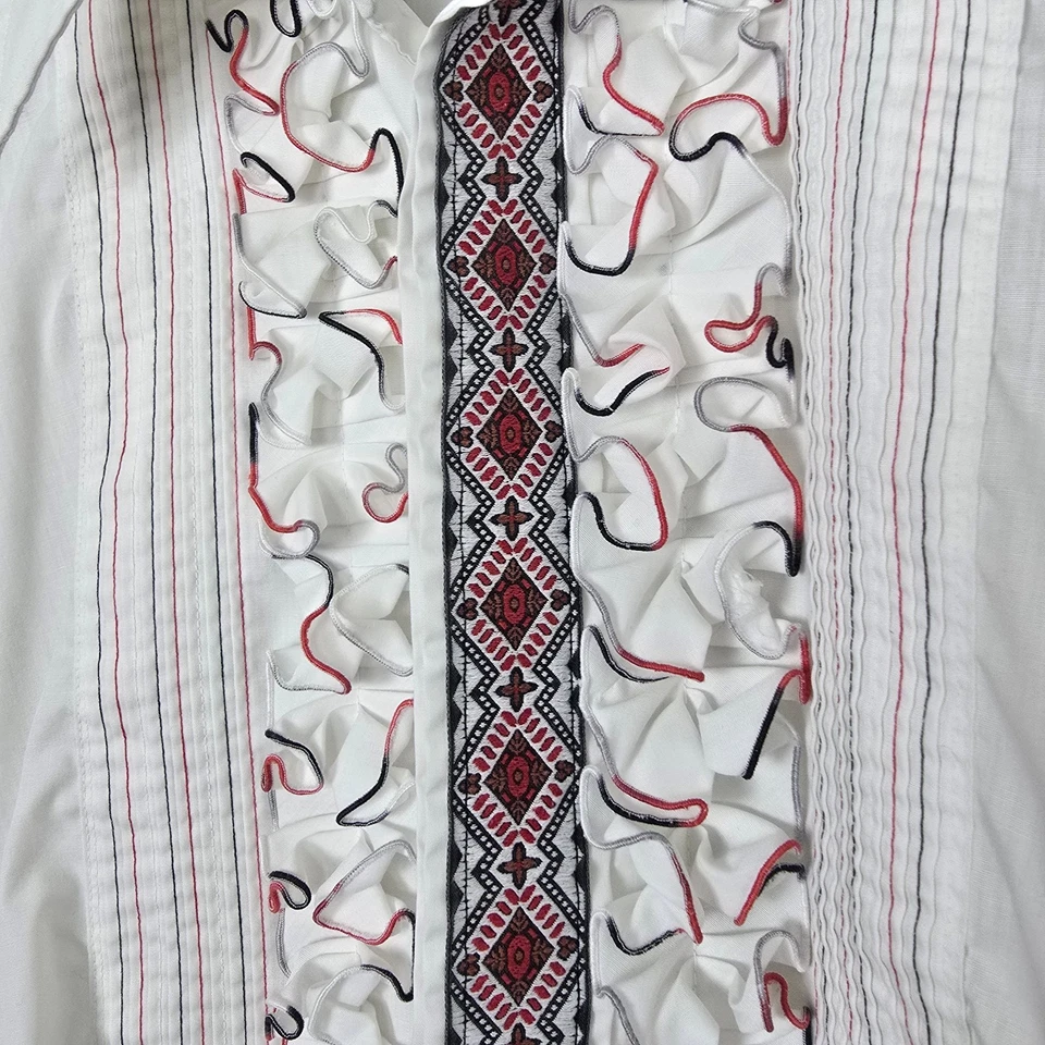 Vtg After Six Men’s Tuxedo Shirt 14.5x32 (Modern Small) White Ruffle 70s Disco - Image 3 of 4