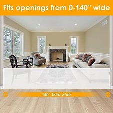WOMHOM 140 INCH EXTRA LONG BABY GATES FOR LARGE OPENINGS OUTDOOR - WHITE