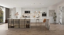 10X10 RTA Bianca Wood Grain Contemporary Kitchen Cabinets White Slab