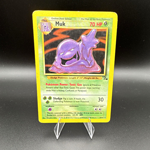 Muk 28/62 Fossil Unlimited Rare, 1999 Pokemon TCG English MP
