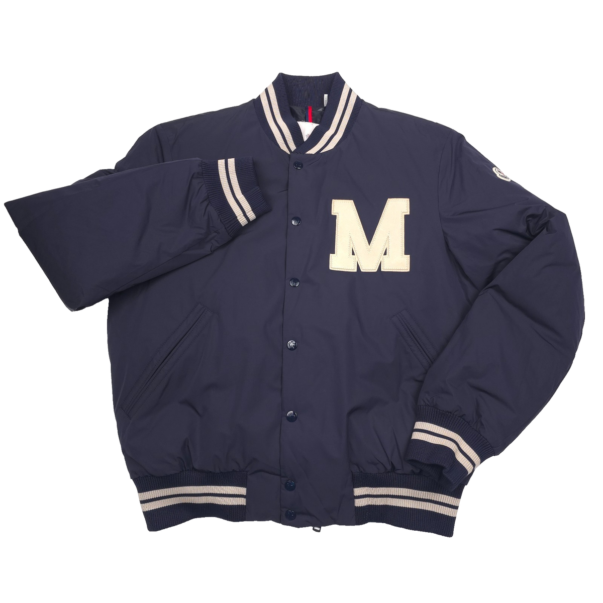 $2360 Moncler Lateltin Blue Goose Down Varsity Jacket Mens Size