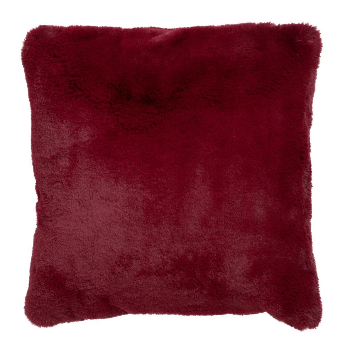 Coussin rouge Cutie II en fausse fourrure 45x45 pour vos soirees cocooning au salon