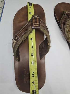 Ruehl925 Rare Olive Green/brown Mens Size 9 Leather Flip Flops s-l400.jpg main image 4
